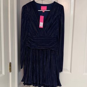 NWT Lilly Pulitzer Jessamie Long Sleeve Dress in Low Tide Navy